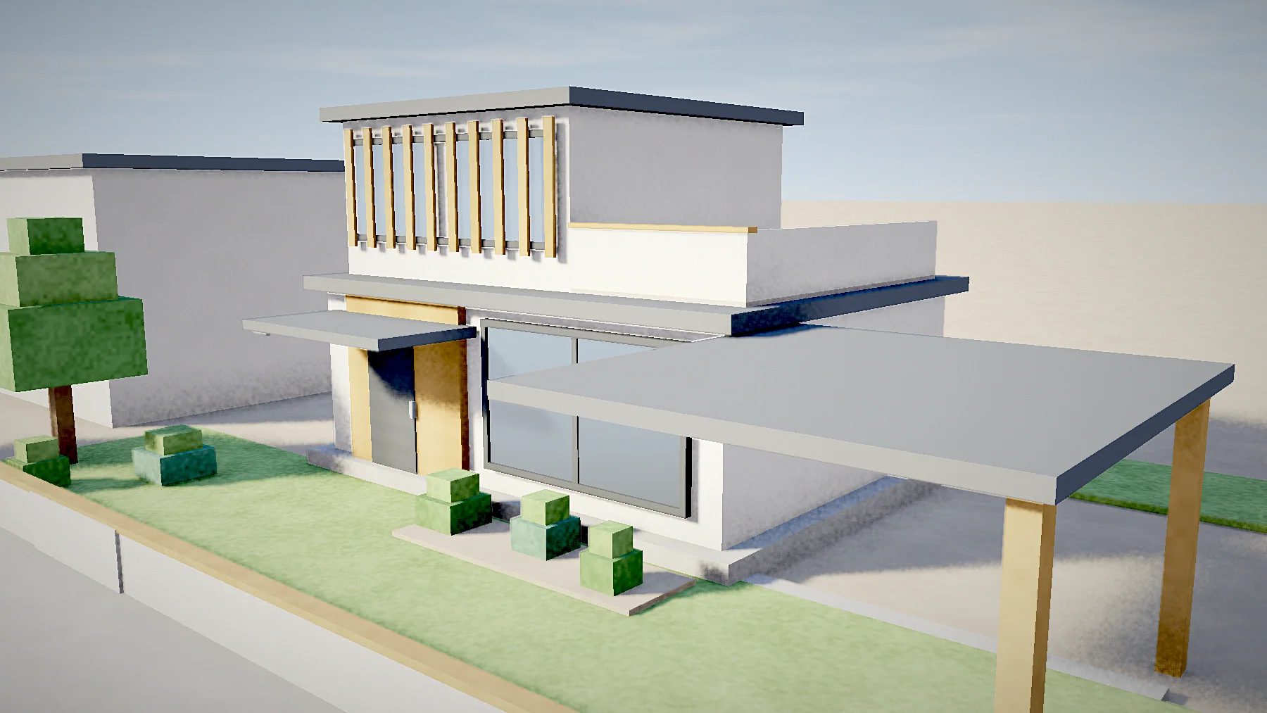 Fachada de casa modelo en El Mezquital